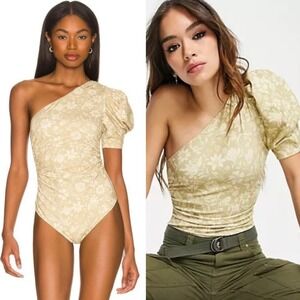Free People Somethin' Bout You Floral One Shoulder Bodysuit Womens Size XS Boho